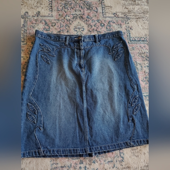 Faded Glory Vintage Y2K 90's Midi Blue Denim Skirt Women's Size 16 Boho Chic - Picture 2 of 8